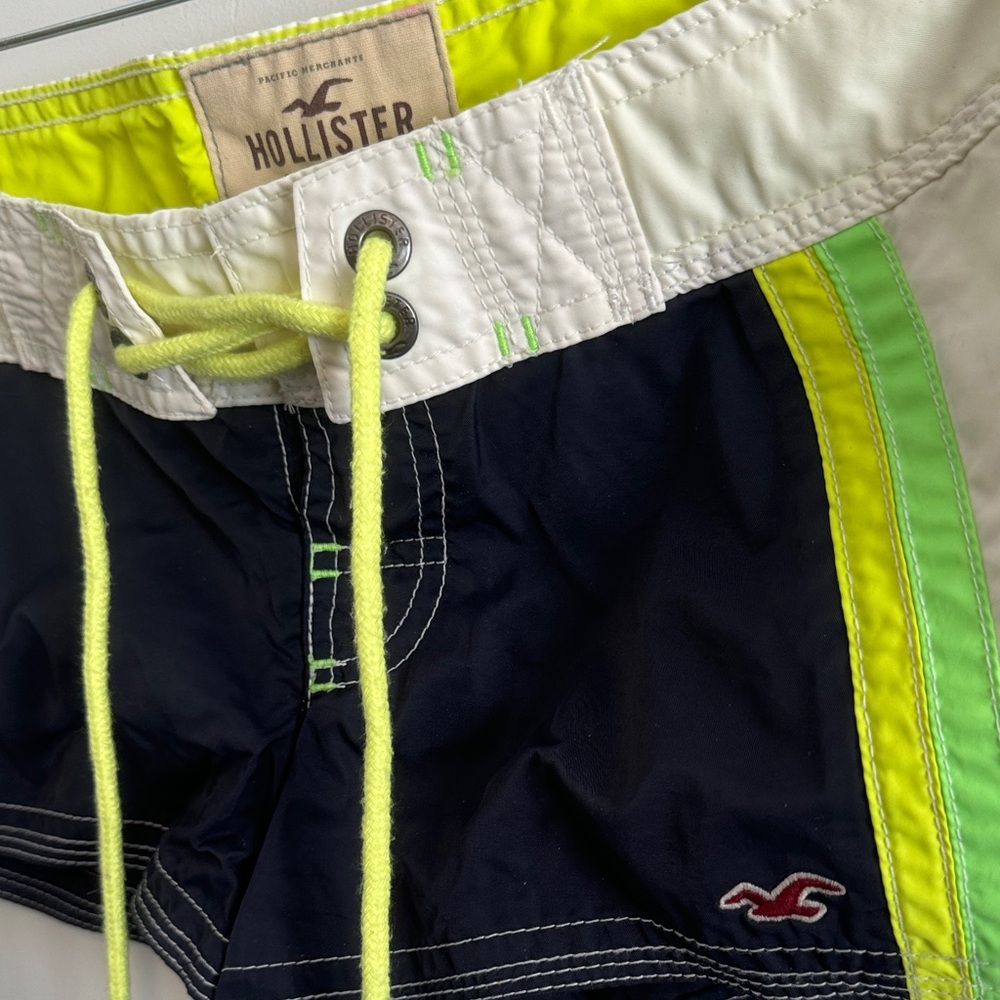 Like New Vintage Hollister Micro Mini Colorblock Swim Short Shorts - Picture 3 of 6
